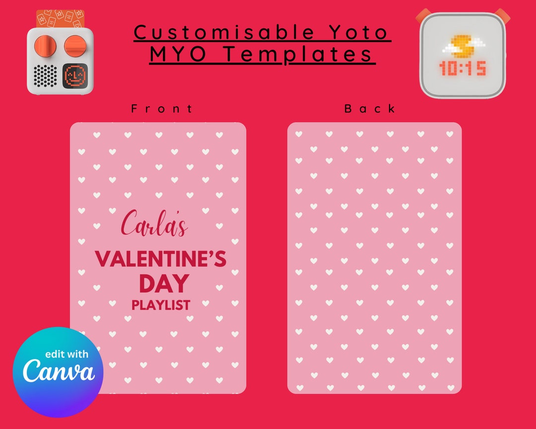 MYO Yoto Card Template Make Your Own Valentine's Day Playlist Digital MYO Yoto Card Template Make Your Own Valentine's Day Playlist Digital