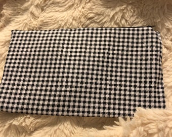 Plaid zip pouch- pencil pouch- zip organizer