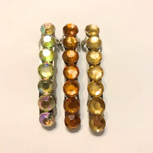 French barrettes -3 pack - orange, gold, pale sage green - Hair clips - Hair accessories
