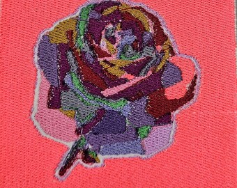 PES Brother Embroidery File - Square Rose Patch - Zipped