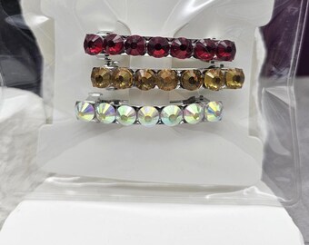 Tschechische Kristall Französische Haarspangen-Set, Roter Bernstein klar AB Haarspangen (5,5 cm)