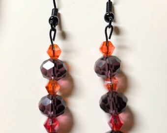Red and wine crystal drop earrings
