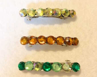 Green, amber, yellow French barrettes 3pack - two inch
