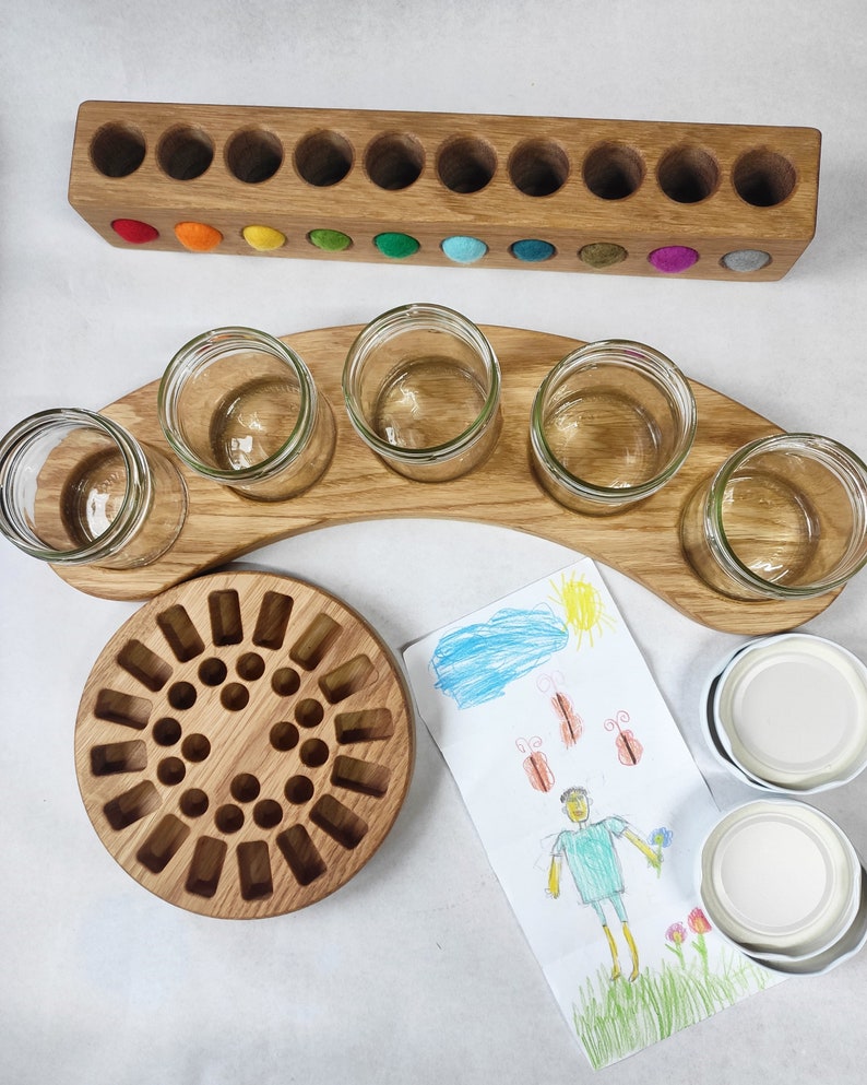 Waldorf Paint Jar Holder in Arc Shape Pencil Holder Crayon Etsy