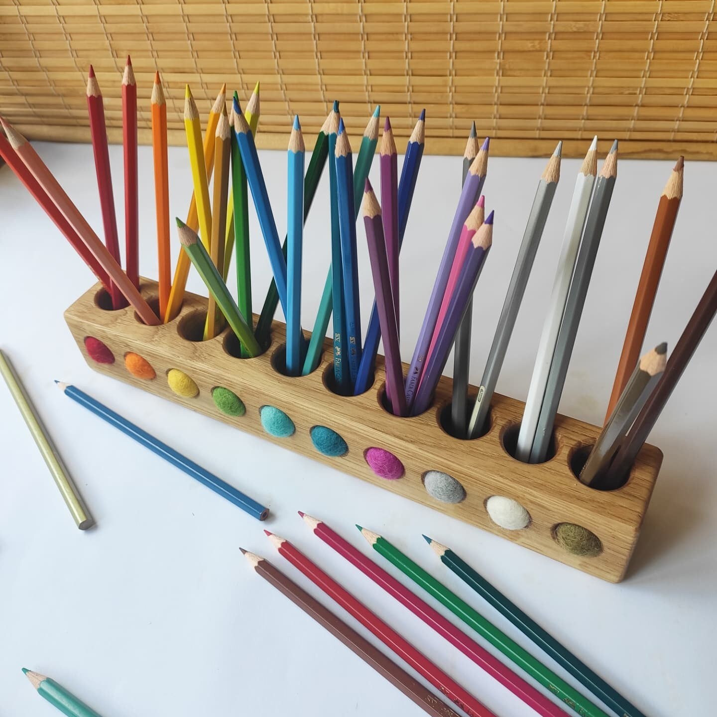 Montessori Pencil Holder, Desk Organizer, Gift for Boy, Girl, Color