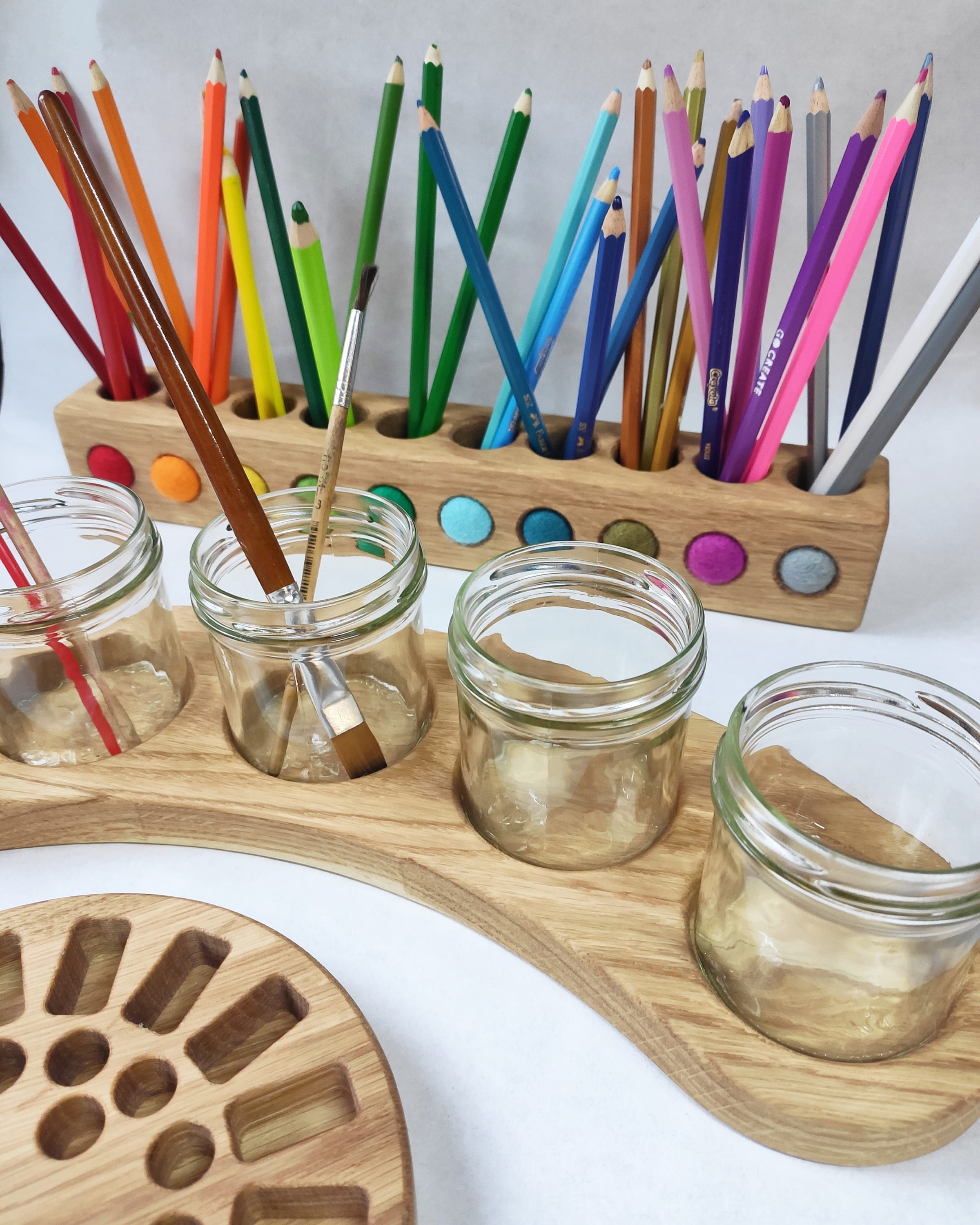 Waldorf Paint Jar Holder in Arc Shape Pencil Holder Crayon Etsy