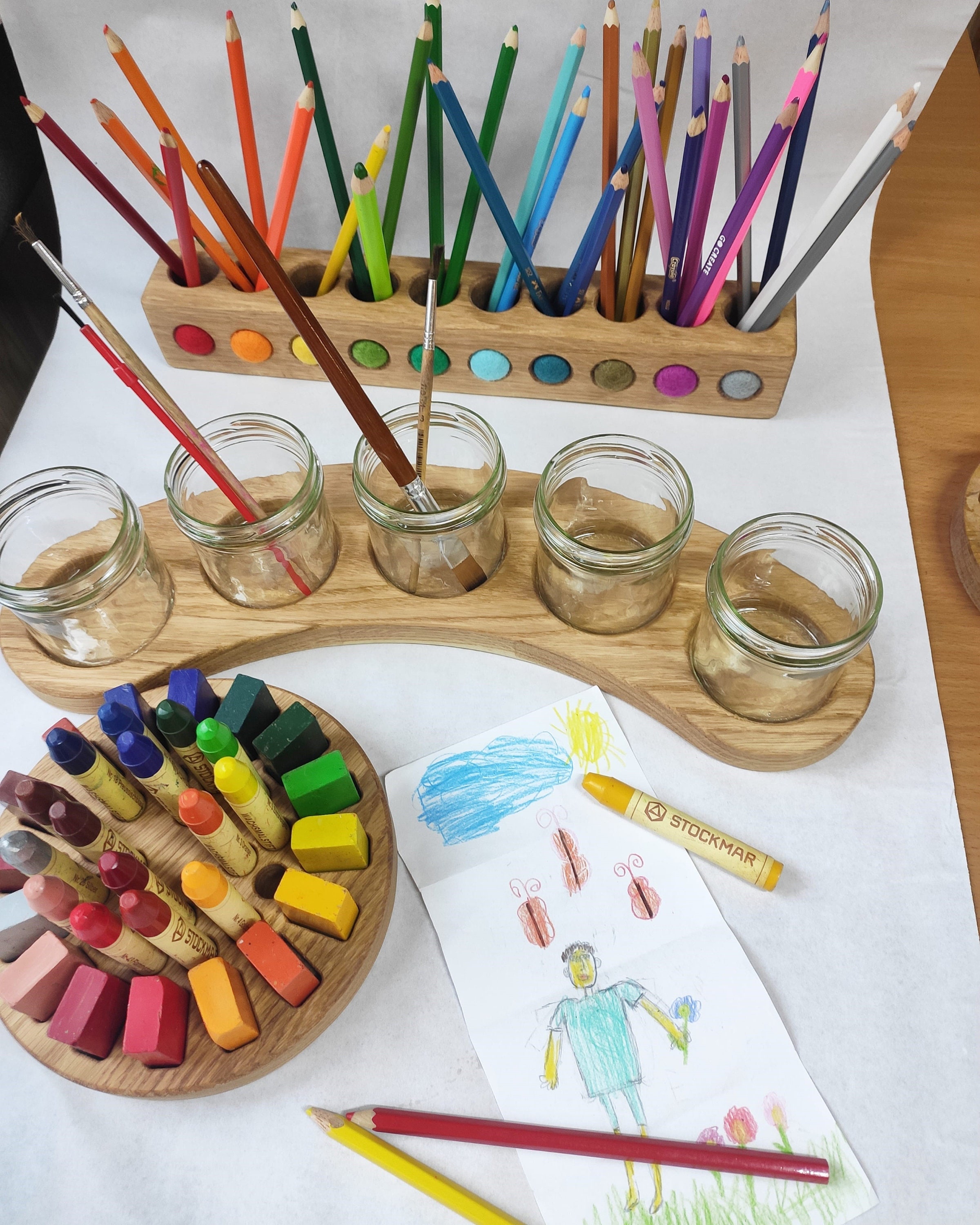 Waldorf Paint Jar Holder in Arc Shape Pencil Holder Crayon Etsy