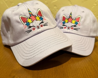 Pastel Purple Unicorn Cat Hat – Embroidered Kitty Baseball Cap