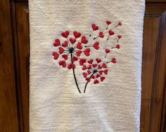 Heart Dandelion Kitchen Towel