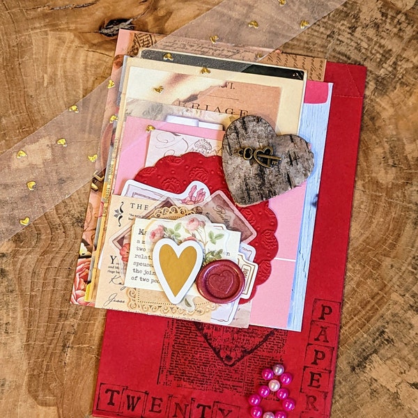 Liebe & Hochzeit Scrapbooking und Junk Journal Kit, 20+ romantische Papiere und Ephemera zum Basteln und Verschenken