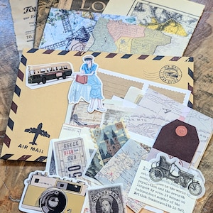Set di scrapbooking per diario di viaggio con 30 fogli di carta decorativa e materiale effimero per diario di viaggio, post di vacanza, idea regalo per viaggi nel mondo