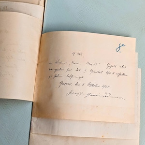 Sammlung von handschriftlichen Quittungen und Belegen, 12x original Vintage Papier von 1908/09 zum Sammeln & Basteln