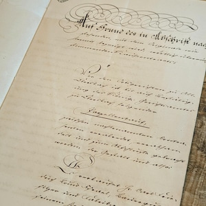Documento d'epoca con vecchia grafia tedesca, lettera bancaria originale del 1867, carta antica per collezionismo e artigianato