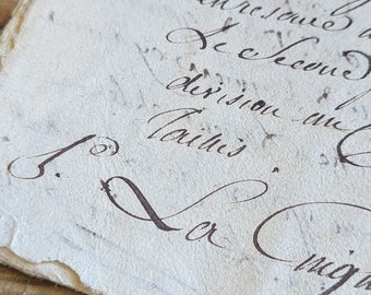Französische Vintage Briefe ca. 1800, antikes dickes Papier, alte Handschrift, original mit Prägestempel, für Journals und Collagen