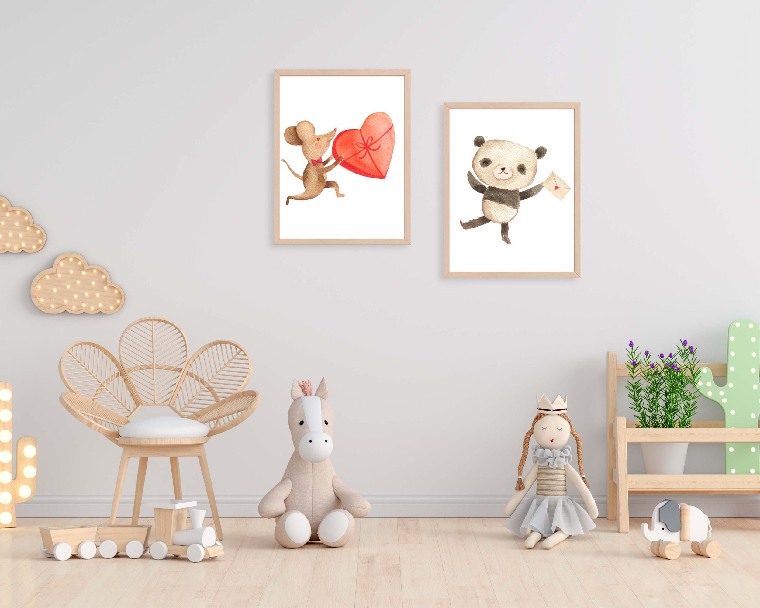 Set of 5 Cute Animal Wall Art DIGITAL Download Etsy
