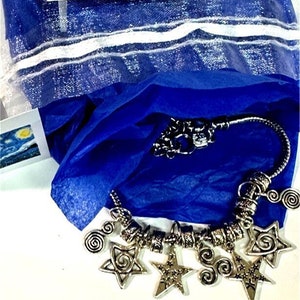 Starry Night Van Gogh Charm Bracelet with organza storage pouch