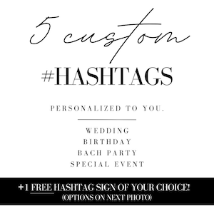 Custom hashtag creator! (5) Personalized social media / Instagram hashtags. Perfect wedding gift, bachelorette gift, engagement gift + more!