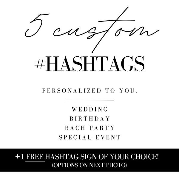 Custom hashtag creator! (5) Personalized social media / Instagram hashtags. Perfect wedding gift, bachelorette gift, engagement gift + more!