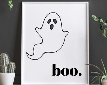 BOO | Halloween Printable Art, Halloween Decor, Ghost, Typography, Spooky, Digital Download