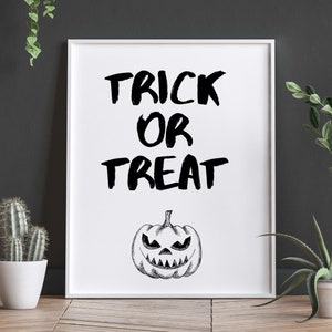 Trick or Treat | Halloween Printable Art, Halloween Decor, Typography, Spooky, Digital Download, Halloween Prints, Trick or Treat Sign