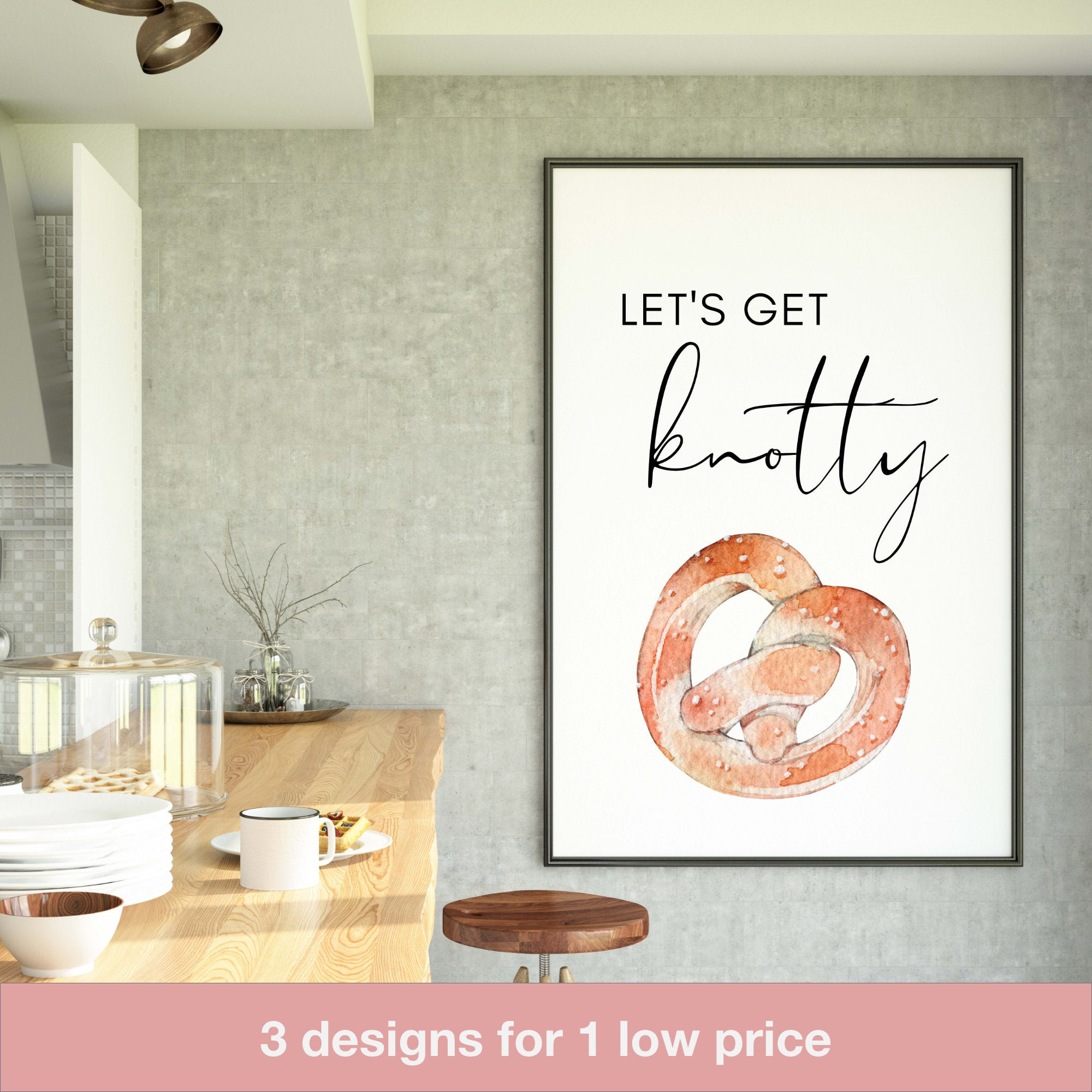 Let's Get Knotty Kitchen Prints Food Puns Food - Etsy
