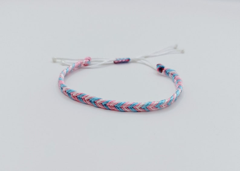 Pink, White and Blue Handmade Woven Transgender Trans Pride Flag Inspired Bracelet image 1