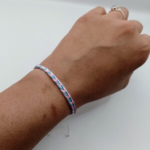 Pink, White and Blue Handmade Woven Transgender Trans Pride Flag Inspired Bracelet image 3