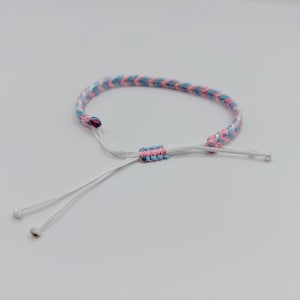 Pink, White and Blue Handmade Woven Transgender Trans Pride Flag Inspired Bracelet image 2