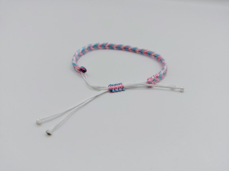 Pink, White and Blue Handmade Woven Transgender Trans Pride Flag Inspired Bracelet image 2