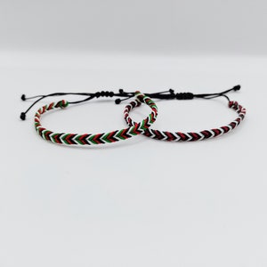 Black, Red, White and Green Handmade Woven Flag Inspired Bracelet