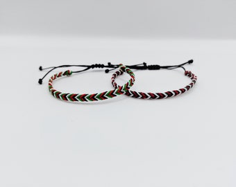 Black, Red, White and Green Handmade Woven Flag Inspired Bracelet