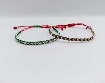 Red, White and Green Flag Inspired Woven Bracelet