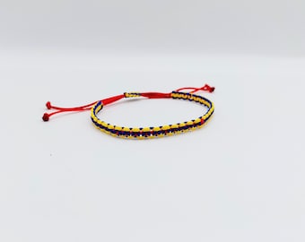 Red, Yellow and Blue Flag Inspired Woven Bracelet