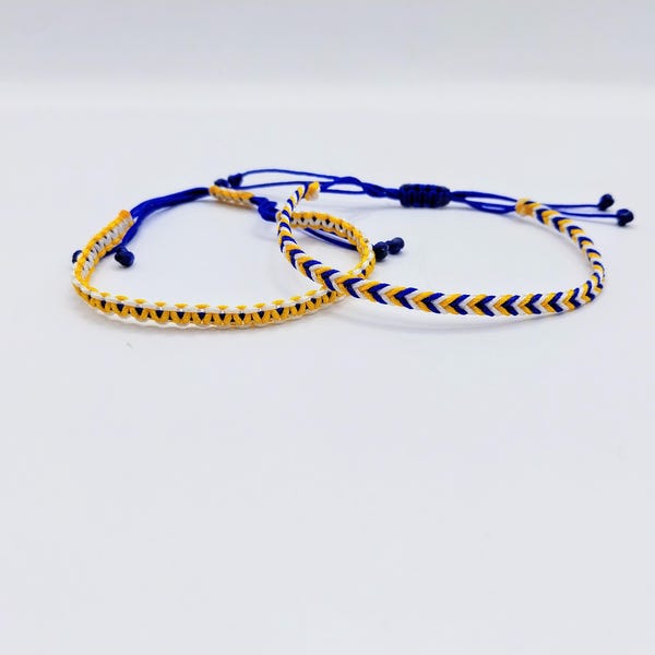 Yellow, White and Blue Flag Inspired Woven Bracelet