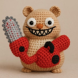Chainsaw Hamster Crochet Pattern | Creepy Cute Amigurumi PDF | Halloween Plush Toy | Digital Download