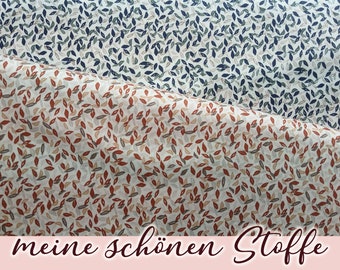 100% BIO Baumwollstoff/Popeline, Herbstwirbel Blau oder Terracotta, Popeline für Kleider, Basteln uvm., 0,25 Meter