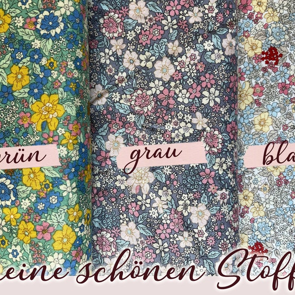 Baumwollstoff/Popeline aus 100%-Baumwolle, Blumen Flower Power Muster, Popeline für Kleider, Basteln uvm., 0,25 Meter