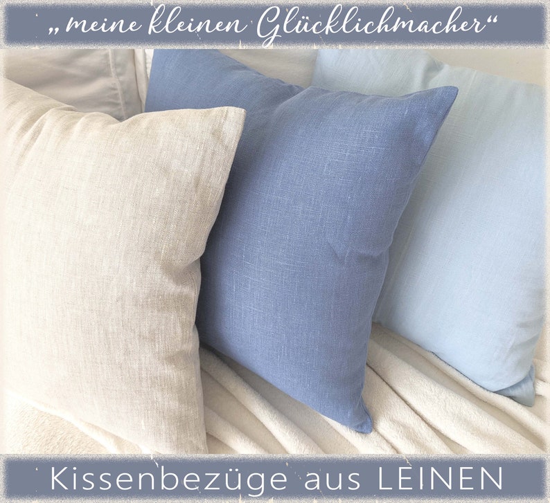 100% LEINEN Kissenbezug / Kissenhülle mit Reißverschluss in unterschiedlichen Größen und Farben Bild 1