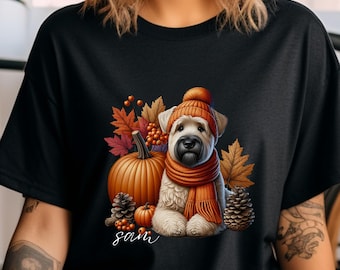 Camisa personalizada para cachorro Wheaten Terrier, camisa personalizada para cachorro Comfort Colors Fall, camisa com nome para cachorro, Wheaten Terrier, camisa para cachorro Halloween