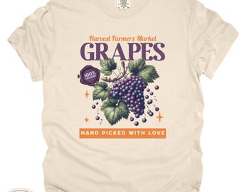 Trendy Summer Fruit TShirt, Grape Farmers Market TShirt, Retro Vintage Wine Lover Shirt, Grape Tee For Food Lover Gift, Wine Lover Gift