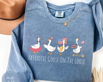 Silly Goose 4th of July Shirt, Comfort Colors Patriotic Tshirt, America Independence Day Sweatshirt, Memorial Day T-Shirt For Military Mom