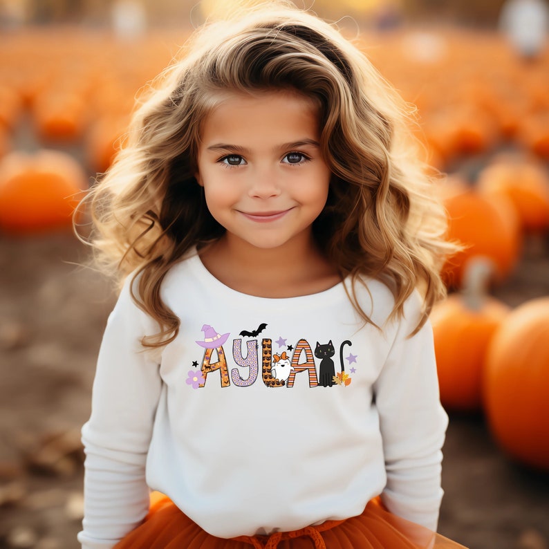 Personalized Girl Halloween Shirt, Custom Halloween Shirt, Kids