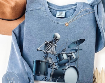 Custom Drummer Shirt, Personalized Gift For Drummer, Fathers Day Drums Gift, Halloween Skeleton Drummer Shirt for Husband, Drumming Dad Gift