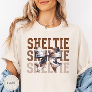 Sheltie Mom Coquette Bow Shirt, Sheltie Shetland Sheepdog Sweatshirt, Comfort Colors Sheltie Mama Gift For Dog Lover Dog Breeder Shirt Gift