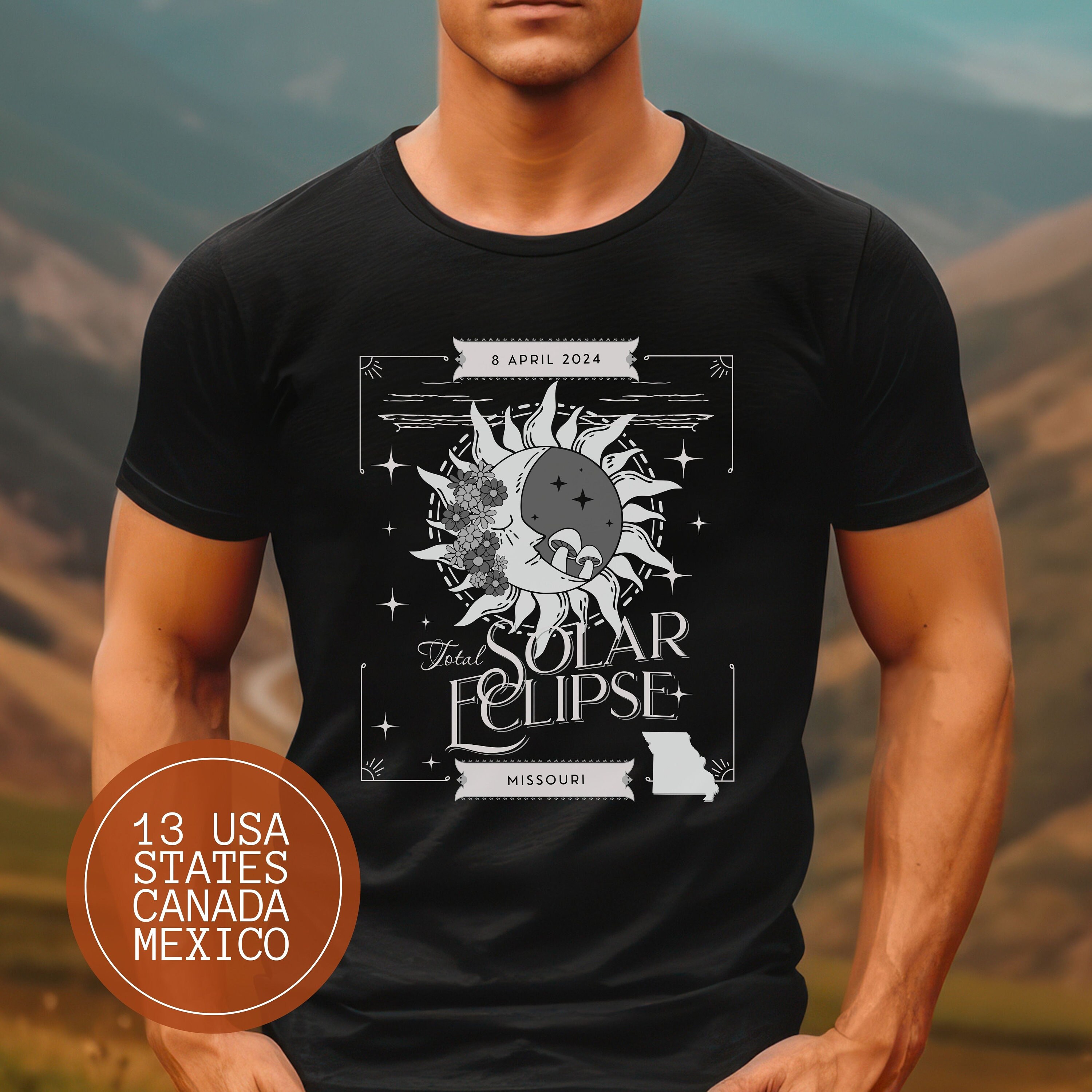 Total Solar Eclipse Shirt, Missouri Astrology Astronomy Tshirt, Boho