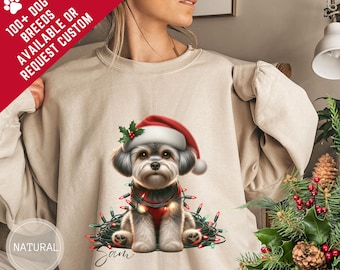 Custom Morkie Dog Christmas Sweatshirt, Personalized Christmas Gift For Dog Lover Dog Mom, Christmas Family Shirt Kids, Morkie Christmas Tee