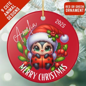 Custom Ladybug Ornament, Lady Bug Ornament Christmas Gift For Kids, Personalized Ladybird Woodland Animal Lover, Ladybug Christmas Gift Girl