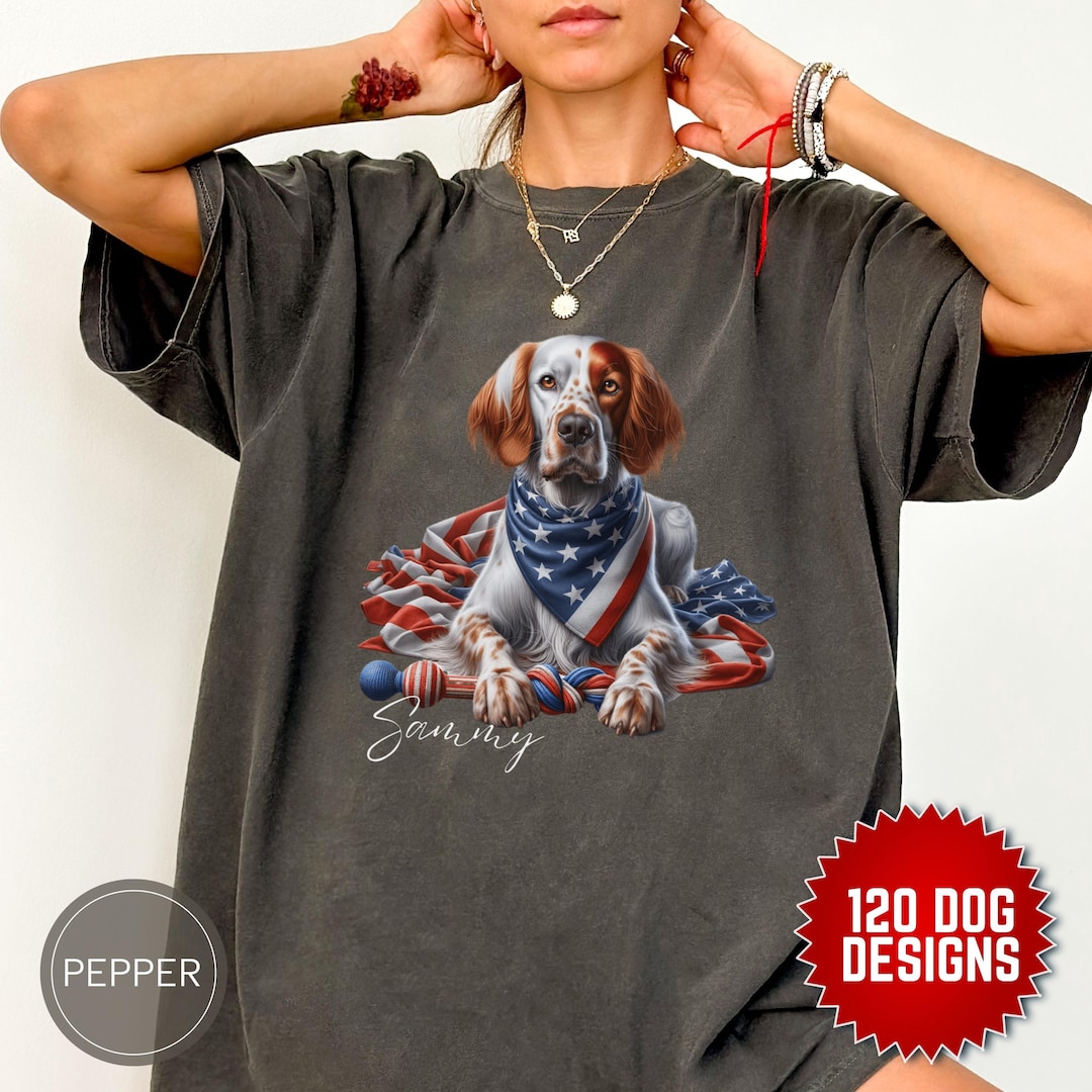 4th of July Male English Bulldog Women's Tee | Red & White Colored
