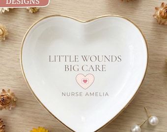 School Nurse Gift Ring Dish, Little Wounds Big Care, Personalized RN Keepsake, Health Office Thank You, Staff Appreciation Present for Her