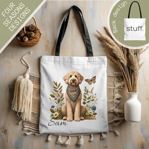 Bolsa de mano con forma de perro labradoodle, bolsa de mano personalizada para perro, bolsa de fin de semana con nombre de perro personalizado, bolsa de mano para mamá perruna, regalo para amantes de los perros para dueños de mascotas